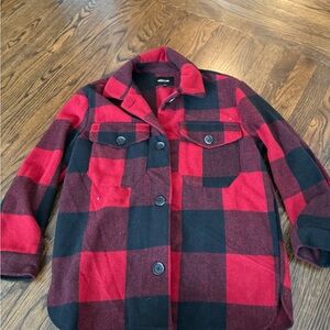 Red & Black Buffalo Plaid Button-Up Shacket